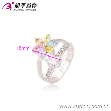 Xuping Fashion Luxury Flower Elegante anillo de mujer de rodio con circonita